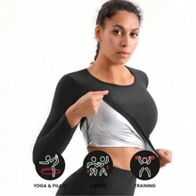 Sports Outdoor 1pc Women Sauna Suit Fitness Exercise Sauna Sweat Suit|Long Sleeve Sauna Jacket Women Sauna Top Sweat Jacket For Women,Sports  Corset Fitness Equipment Accessories Shapewear Waist Trainer Corset