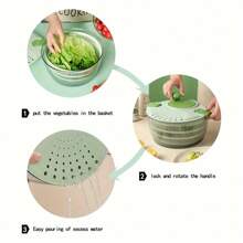 Joined High-Speed Salad Spinner With Storage Lid, Drain, Bowl, And Colander - Quick And Easy Multi-Use Lettuce Spinner, Vegetable Dryer, Fruit Washer, - 綠色 - 查看 6
