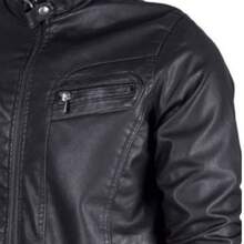 SUPER THICK LEATHER MOTORCYCLE JACKET, WATER AND COLD RESISTANT, WINDPROOF. - 黑色 - 查看 5