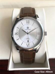 Pablo Raez 1 pièce Montre bijou simple pour homme, accessoires d'été vintage de plage, montre-bracelet décontractée à la mode, bracelet en maille d'acier inoxydable argent IPS anti-ternissement, boîtier de luxe microfibre doux et confortable noir ou marron, avec échelle de barres