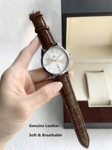 Pablo Raez 1 pièce Montre bijou simple pour homme, accessoires d'été vintage de plage, montre-bracelet décontractée à la mode, bracelet en maille d'acier inoxydable argent IPS anti-ternissement, boîtier de luxe microfibre doux et confortable noir ou marron, avec échelle de barres