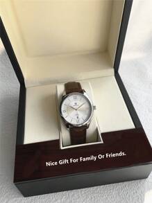 Pablo Raez 1 pièce Montre bijou simple pour homme, accessoires d'été vintage de plage, montre-bracelet décontractée à la mode, bracelet en maille d'acier inoxydable argent IPS anti-ternissement, boîtier de luxe microfibre doux et confortable noir ou marron, avec échelle de barres