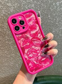 Funda de teléfono con cobertura total de labios rojos elegante, compatible con las series 7/11/X/XS hasta 15 - Material de TPU duradero, resistente a golpes y de moda, a prueba de agua y resistente a arañazos