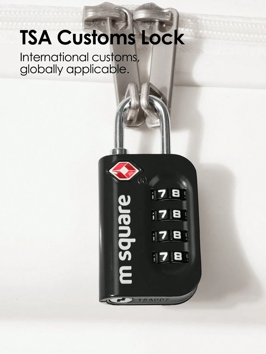Candado con contraseña personalizada, gabinete de herramientas de seguridad con cerradura de combinación de 4 dígitos, candado de cable de acero resistente con código TSA, candado con código antirrobo para equipaje y maleta, artículos esenciales de viaje, útiles escolares, accesorios de vacaciones, artículos esenciales de vacaciones, accesorios de verano - Negro - Ver 1
