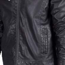 SUPER THICK LEATHER MOTORCYCLE JACKET, WATER AND COLD RESISTANT, WINDPROOF. - 黑色 - 查看 4