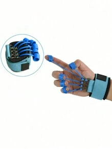 1pc Silicone Finger Extension Stretching Trainer, Hand Finger Resistance Exerciser Grip Strength Trainer - Blue - View 2