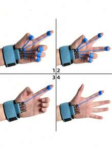 1pc Silicone Finger Extension Stretching Trainer, Hand Finger Resistance Exerciser Grip Strength Trainer - Blue - View 1