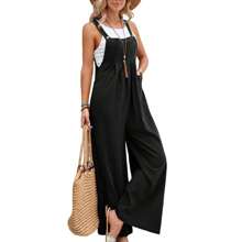 Women's Long Loose Jumpsuit Pantalona Social Fashion - 藏蓝色 - 查看 6