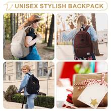 VASCHY Cord Backpack, Vintage Casual Unisex Cute School Backpack, Fuzzy Fluffy Plush Fleece Travel Backpack, Daypack For School, Teens, Men, Women, Black, Rucksack - 棕色 - 查看 6