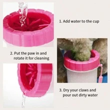 1pc Pet Foot Washing Cup, Dog Cleaning Brush - Pink - View 7
