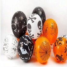 20 Stücke zufällige Halloween Luftballons mit Kürbis-, Fledermaus- und Geisterdrucken, Partydekorationen