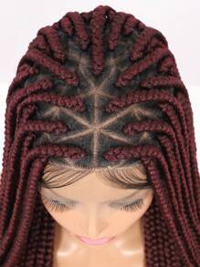 Peluca de trenzas de caja sin nudos de 36 pulgadas con encaje triangular doble para mujeres. Peluca con trenzas de caja de encaje frontal completo con cabello bebé, apariencia natural de trenzas de maíz sintéticas