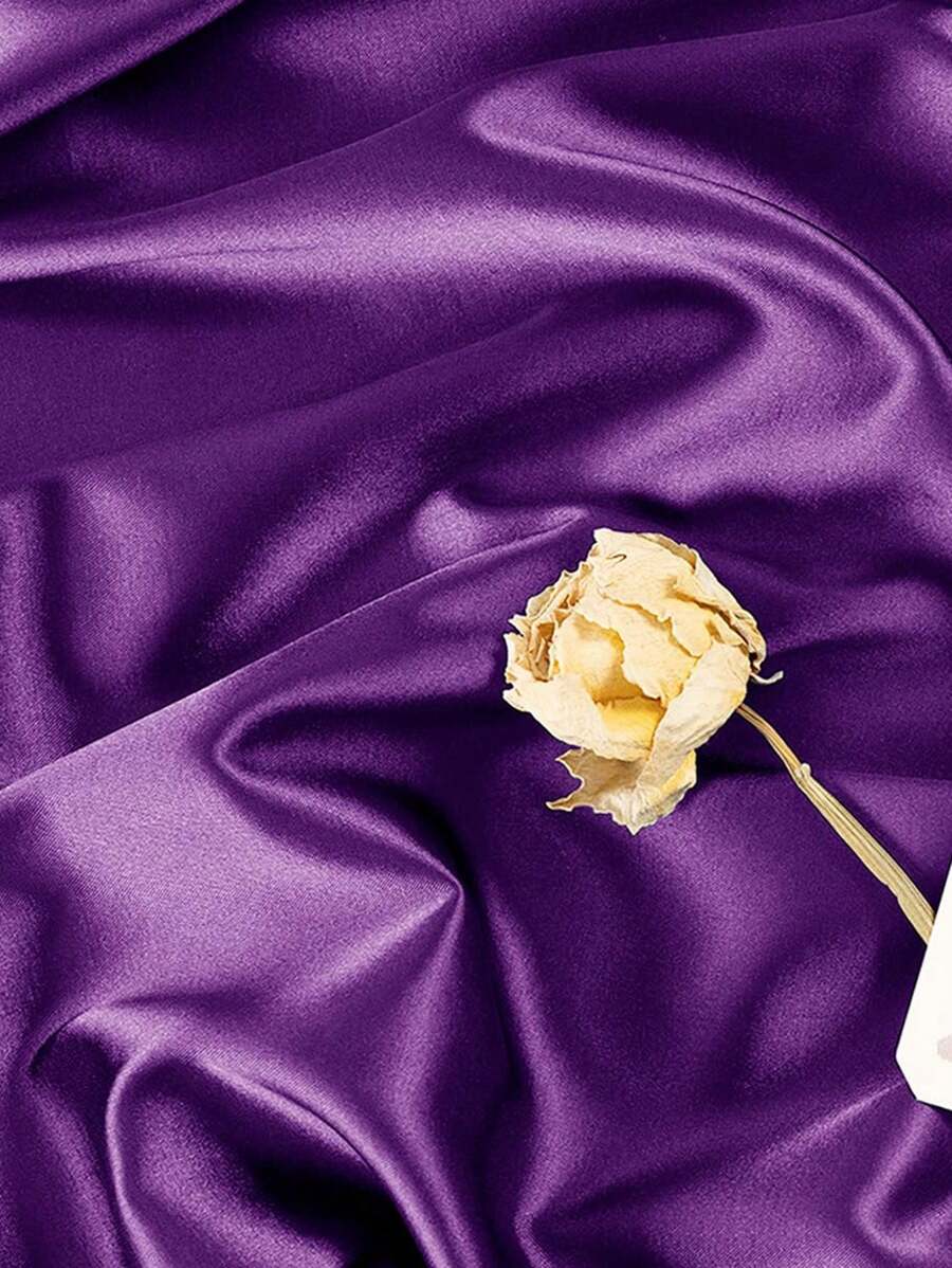 1 pieza Tela de satén púrpura apta para vestido de boda, fiesta de cumpleaños, cena, exterior, decoración de habitación - Morado - Ver 1