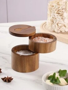 1 pieza salero de madera perfumada, tarro de especias de madera, caja de pimentero, recipiente de almacenamiento de condimentos de cocina