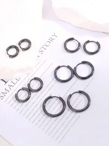 10 pezzi Orecchini rotondi semplici ed eleganti in acciaio inossidabile, adatti per una data come regalo per la tua ragazza