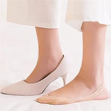 运动户外 4 双半掌露跟袜，舒适镂空隐形吊带袜，女士袜子 - 米色 - 查看 4