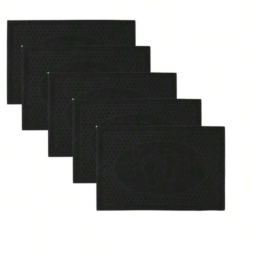Kit 5 Lara Floor Towels Cotton Bathroom Rug 45x70cm - màu đen - Xem 1