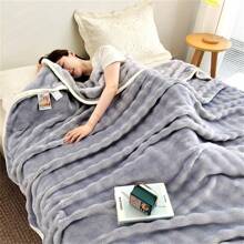 Faux Rabbit Fur Plush Throw Blanket, Sherpa Fleece Blanket - Red and White - View 1