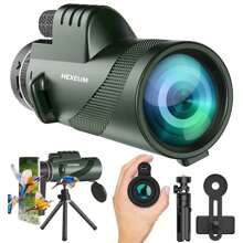 80x100 HD Monocular For Adults High Powered With Smartphone Adapter & Tripod, Monocular-Telescope With BAK4 Prism For Bird Watching, Hunting, Hiking, Outdoor Camping, Travel, Wildlife - 綠色 - 查看 1