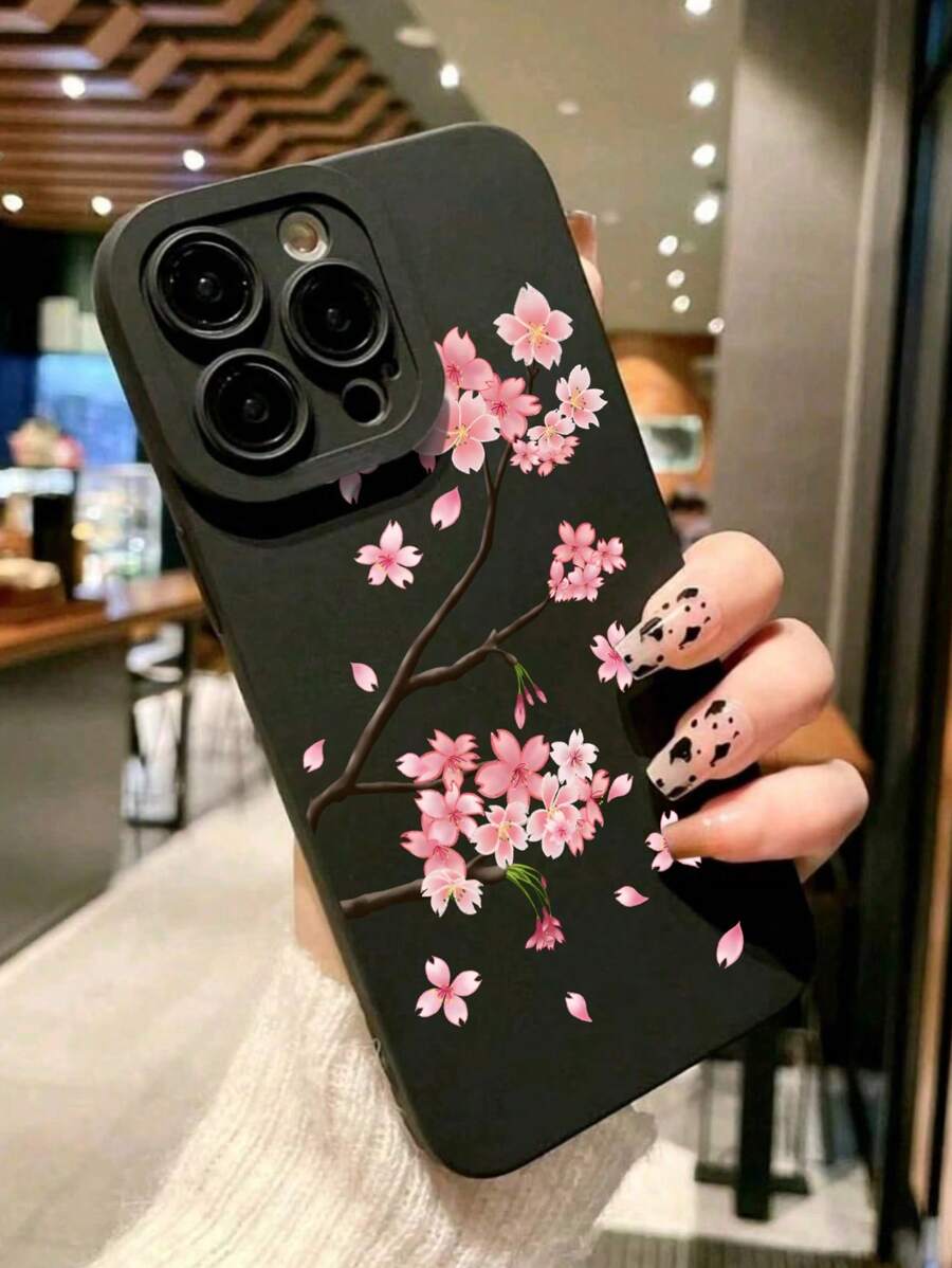 TPU 粉黑花卉时尚单件磨砂防摔 TPU 手机壳，兼容 16/11、15 PROMAX、14 PROMAX/Galaxy S25、SAM A15/荣耀 X6A、X7B、X8B，防水防震防刮，国际版，非国内版