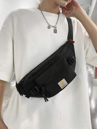 Fashionable Simple Japanese Style Casual Sports Daily Commute Versatile Men's Solid Color Waist Pack Halloween Christmas Gift For Men College Bag Fanny Pack Bag For Men Belt Bag Bum Bag Gifts For Men Fall Scream Men Bag Travel Bag Sling Bag For Men