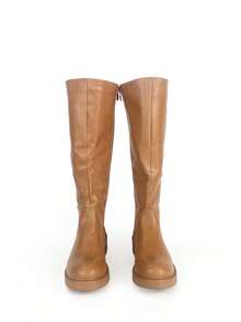 Women's High Boots For Autumn And Winter With A Flat Sole And Chunky Heel, Comfortable And Ideal For Everyday Wear, Work, Holidays, And Dates. - Lạc đà - Xem 4