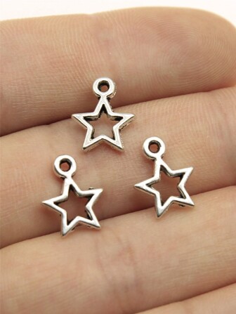 40 个/包 13x10 毫米空心星形吊饰，适用于 DIY 耳环、项链、手链、钥匙扣制作 DIY 珠宝制作