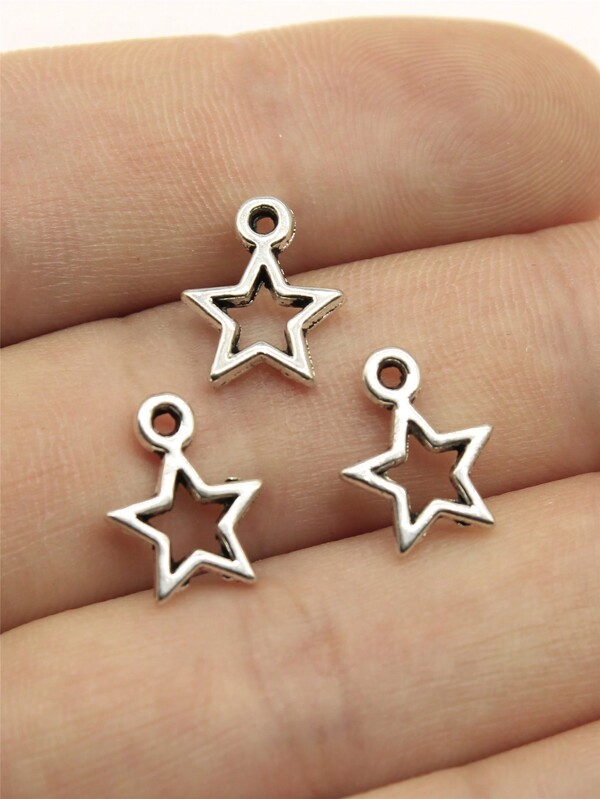 40pcs/Bag 13x10mm Hollow Star Charms For DIY Earring, Necklace, Bracelet, Keychain Making DIY Jewelry Making