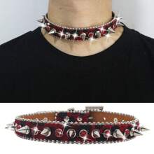 豹纹特别时尚酷仙女一排钻水钻女生项圈女士男士锁骨链饰品礼物Y2k风格夜店 - 彩色 - 查看 15