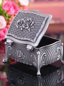 1pc Vintage Princess Rose Jewelry Box Metal Trinket Storage Gift Box For Wedding Favor - Vintage Jewelry Box - View 6