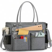 Laptop Bag For Women 15.6 Inch Work Teacher Tote Bag Nurse Bag Professional Laptop Tote Computer Messenger Shoulder Bag Large Handbag Business Office Work Bag Briefcase - Xám - Xem 1