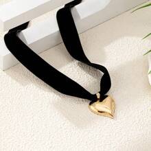 1 chiếc vòng cổ choker hình trái tim sang trọng tối giản mới dành cho ngày lễ tình nhân, mẹ, mẹ, ngày của mẹ, quà tặng - màu đen - Xem 4