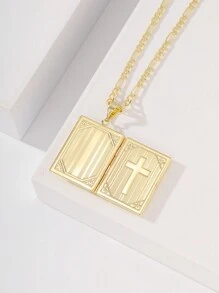 1入時尚簡約手繪聖母靈芝項鍊,適合送禮、情侶、朋友、日常穿著、節日、禱告