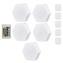 Hexagon LED Lights Wall Panels Battery Powered, 16 Colors And 4 Lighting Modes Hexagonal Wall Light RGB Lights Modular Touch Sensitive Lights With Remote Control For Home Decor, Living Room, Bedroom, Gaming Room, Party, Wall Lights Gift For Kids, Adults