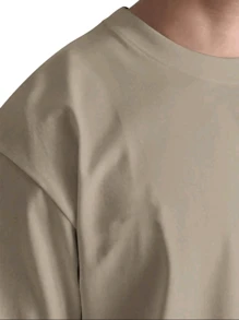 Oversized T-Shirt Unisex Streetwear 100% Cotton Printed Shirt - Màu Khaki - Xem 3