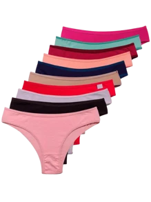 Kit 10 Calcinhas Tanga Conforto Microfibra Forro de Algodão Fresca e elástica - Multicolorido - Visão 1