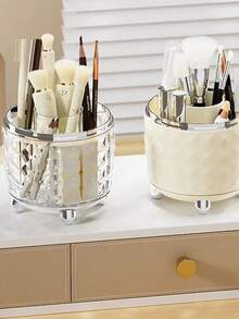 360º Portable Desktop Cosmetic Makeup Brush Holder Organizer Clear Tube Diamond - trong suốt - Xem 3