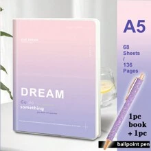 1pc, B5/A5, 136pages, Waterproof Soft PP Cover Notebook, Colorful Minimalist Diary Notebook, Lined Journal, Ideal For Office, Home, School Note Taking.