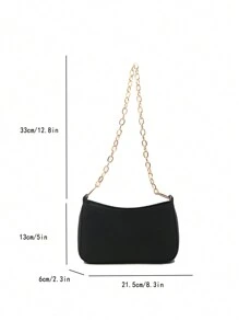 1 pièce Sac à épaule vintage en PU de couleur unie à grain de litchi, avec fermeture éclair, convient pour un usage quotidien pour femmes
