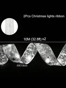 1 peça/2 peças Luzes de Natal com 10 m e 2 peças com 5 m de comprimento, Fita prateada com luz LED fria, Decorações de Natal 2024 e Suprimentos para Decoração de Árvore de Natal, Festas de Ano Novo em Casa e Sala, Decoração Ambiente DIY (Baterias não inclusas) - luz fria - Visão 4