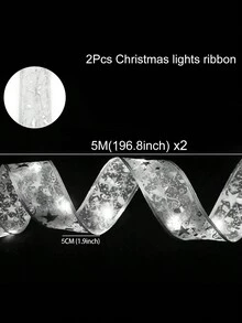 1 peça/2 peças Luzes de Natal com 10 m e 2 peças com 5 m de comprimento, Fita prateada com luz LED fria, Decorações de Natal 2024 e Suprimentos para Decoração de Árvore de Natal, Festas de Ano Novo em Casa e Sala, Decoração Ambiente DIY (Baterias não inclusas) - luz fria - Visão 5