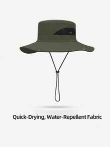 1 pieza Sombrero para hombre para exteriores con protección UV, malla transpirable, disipación de calor, tela impermeable de secado rápido, cordón ajustable con botón, para pesca, montañismo y pescador - A - Ver 4