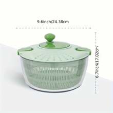 Joined High-Speed Salad Spinner With Storage Lid, Drain, Bowl, And Colander - Quick And Easy Multi-Use Lettuce Spinner, Vegetable Dryer, Fruit Washer, - 綠色 - 查看 3