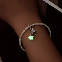 bamoer 1 buah Liontin Botol Harapan Bercahaya dalam Gelap dari Perak Sterling 925, Bentuk Kerang/Kura-kura/Kucing/Bintang, Tema Laut, Cocok untuk Gelang Anak Perempuan DIY - MultiWarna - View 4