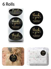 Thank You Graphic Stickers ,Christmas Sticker Graphic,Adhesive Labels For Boutiques Wrapping Supplies Gift Decor ,Round Gift Sealing Sticker For Party - Multicolor - View 17