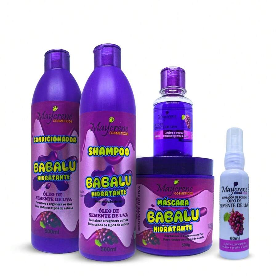 Babalu Grape Hair Reconstruction Kit 5 Products (Shamp, Conditioner, Mask, Grape Oil + Grape Repair 60ml) - 紫色 - 查看 1