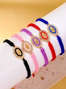 色彩鲜艳的编织手链，饰有圣母玛利亚和瓜达卢佩圣母像吊坠，适合各种场合佩戴。 - 編織手鍊 - 查看 3