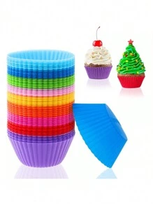 100 Moldes Silicona Para Cupcakes Kit Reutilizable - Multicolor - Ver 1