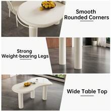 62.2" Irregular Dining Table Set With 4/6 Chairs, Modern Cream White Kitchen Table, Indoor Office Table For Dining Room, Office, Easy Assembly, Guyii - 白色 - 查看 9