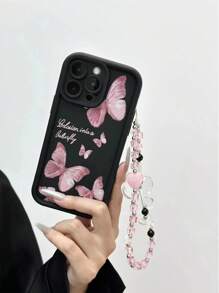 情人节蝴蝶画配蝴蝶链，新款时尚加厚防摔软手机壳，兼容 15、 14、 XR/7/8、 15 Pro Max、 13、 14、 11、 12、A12 4G、A13 4G、A51 4G、A14、11 Lite、S23 Ultra、S24、A52、A33、A35、A05、A04 防水防震防刮 - 彩色 - 查看 3